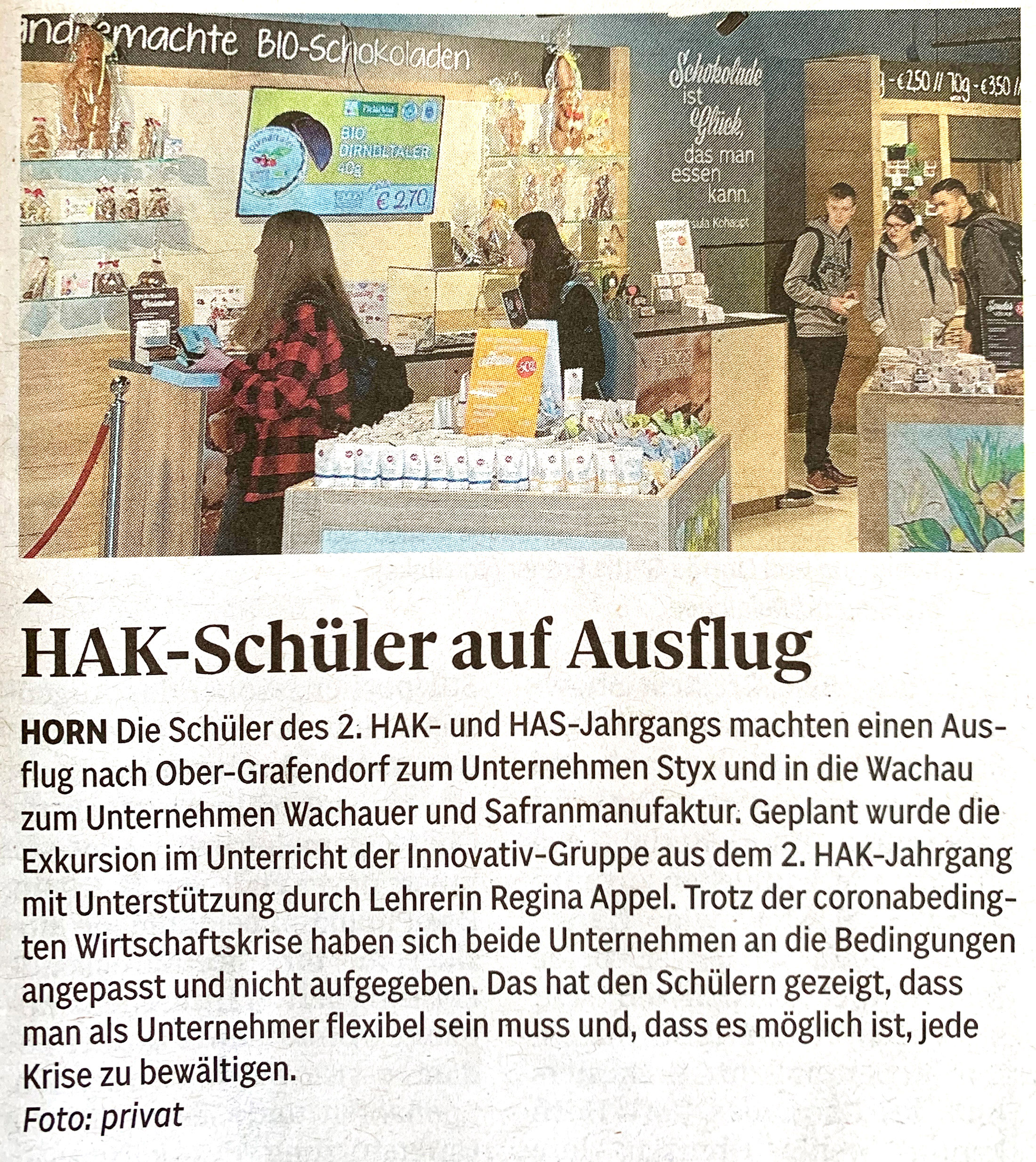 HAK-Schüler auf Ausflug