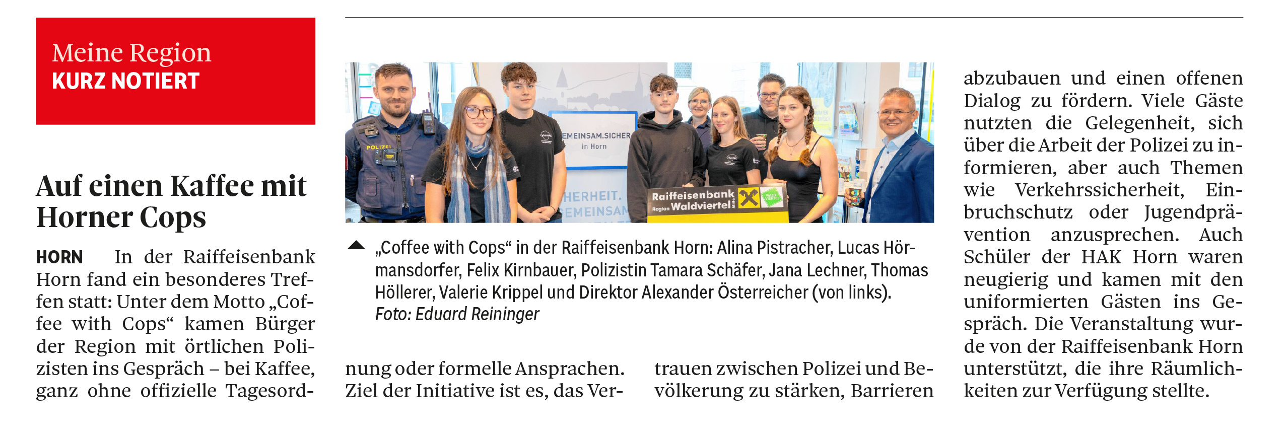 Auf einen Kaffee mit Horner Cops